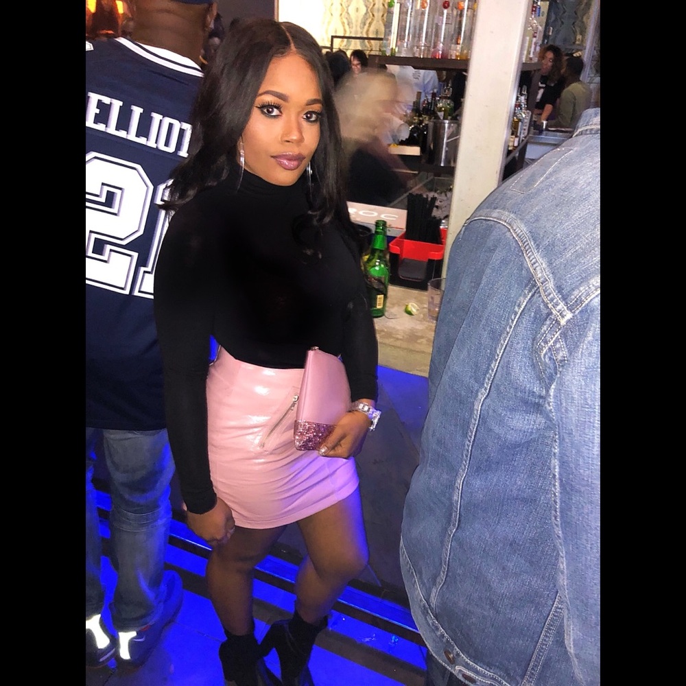Pink leather skirt
